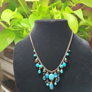 Elegant Turquoise and Copper Chain Necklace